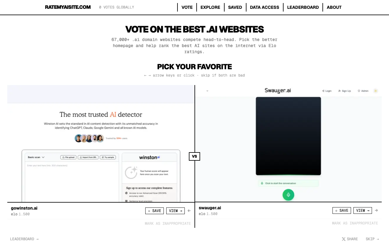 Screenshot of ratemyaisite.com